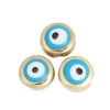 Picture of Zinc Based Alloy Spacer Beads Round Gold Plated Red Evil Eye Pattern Enamel About 8mm Dia., Hole: Approx 1.3mm, 10 PCs