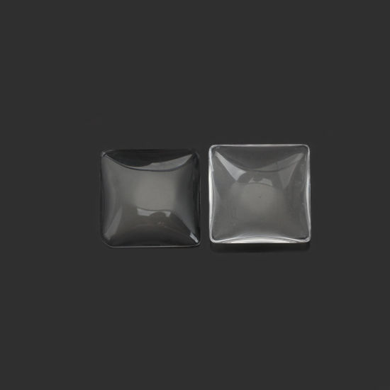 Image de Cabochon Dôme en Verre Carré Dos Plat Blanc Transparent 18mm x 18mm, 10 Pcs