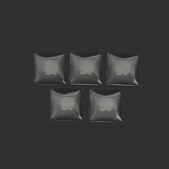 Image de Cabochon Dôme en Verre Carré Dos Plat Blanc Transparent 18mm x 18mm, 10 Pcs