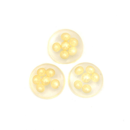 Image de Cabochon Dôme en Résine Rond Jaune Clair Transparent Perle Imitation Acrylique 13mm Dia, 10 Pcs