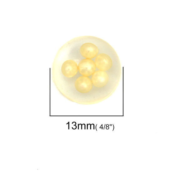 Image de Cabochon Dôme en Résine Rond Jaune Clair Transparent Perle Imitation Acrylique 13mm Dia, 10 Pcs