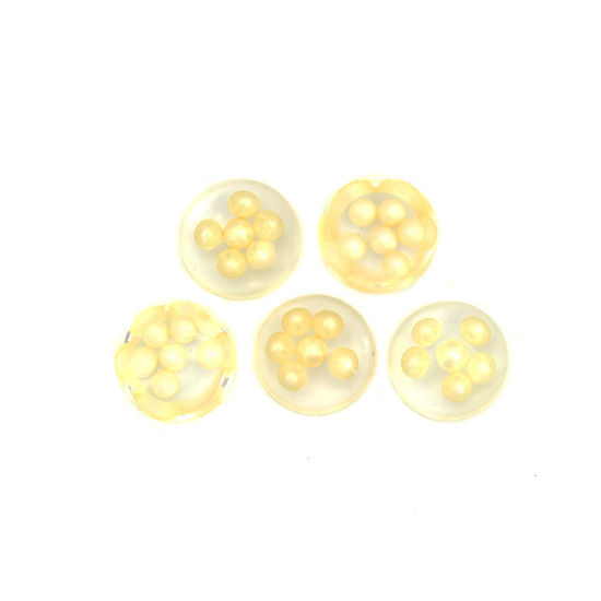 Image de Cabochon Dôme en Résine Rond Jaune Clair Transparent Perle Imitation Acrylique 13mm Dia, 10 Pcs