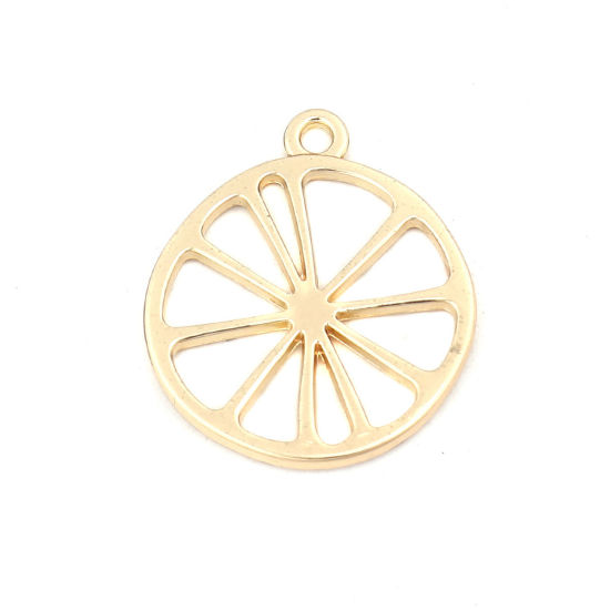 Immagine di Lega di Zinco Charms Arancia Oro Placcato Filigrana 27mm x 24mm , 10 Pz
