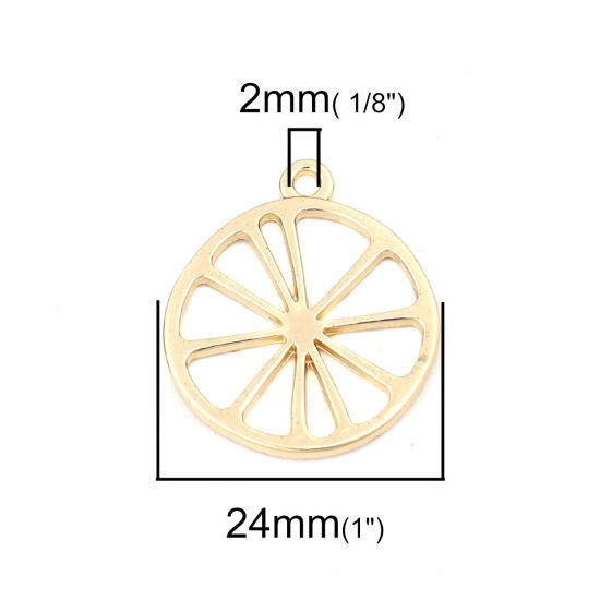 Immagine di Lega di Zinco Charms Arancia Oro Placcato Filigrana 27mm x 24mm , 10 Pz