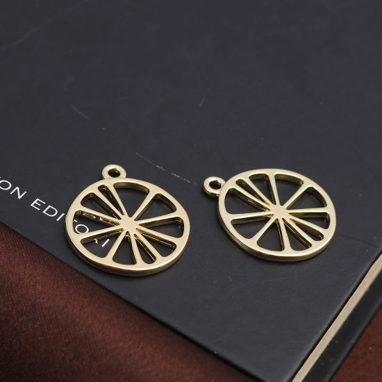 Immagine di Lega di Zinco Charms Arancia Oro Placcato Filigrana 27mm x 24mm , 10 Pz