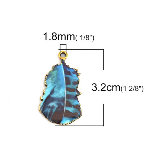 亜鉛合金 ペンダント 羽 金メッキ 多色 エナメル 3.2cm x 1.8cm、 10 個 の画像