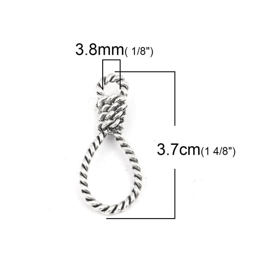 Picture of Zinc Based Alloy Connectors Knot Antique Silver Color 37mm x 16mm, 10 PCs