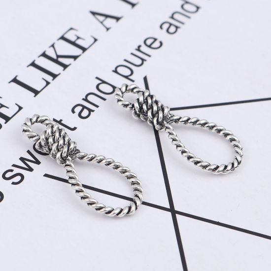 Picture of Zinc Based Alloy Connectors Knot Antique Silver Color 37mm x 16mm, 10 PCs