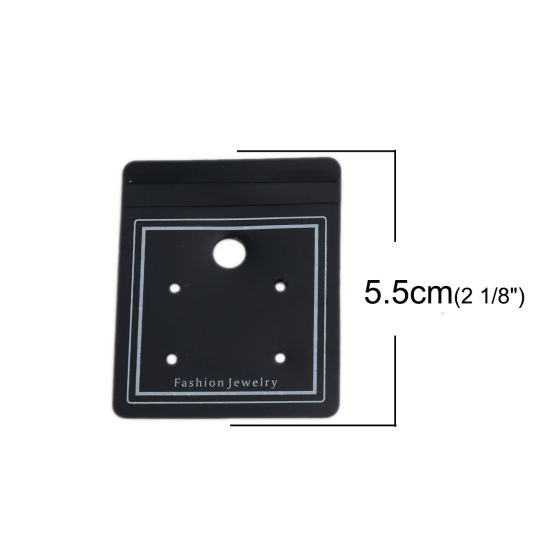 Immagine di PVC Scheda Display Orecchini Gioielli Rettangolo Nero 5.5cm x 4.5cm, 10 Fogli