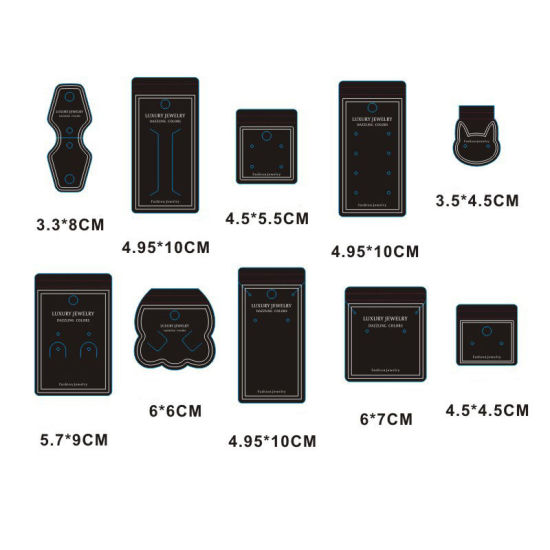 Immagine di PVC Scheda Display Orecchini Gioielli Rettangolo Nero 5.5cm x 4.5cm, 10 Fogli