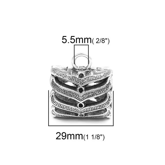 亜鉛合金 スカーフベイル 円筒形 銀古美 　　　　　　　　　　　　　　　　　　 　 に適応 フィリグリー 透かし パターン 29mm x 26mm、 2 個 の画像