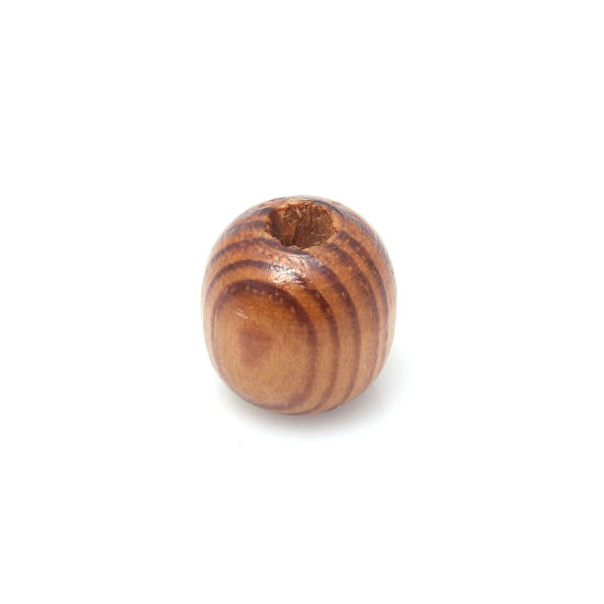 ウッド スペーサービーズ 楕円形 コーヒー色 約 13mm x 13mm、 穴：約 4.1mm、 100 個 の画像
