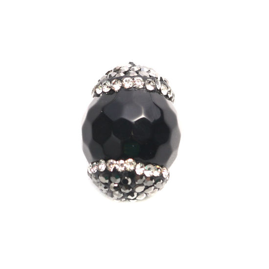 Image de (Classement A) Perles en Agate ( Naturel ) Rond Noir 19mm x 14mm, Trou: env. 1.4mm, 1 Pièce