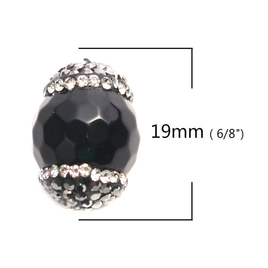 Image de (Classement A) Perles en Agate ( Naturel ) Rond Noir 19mm x 14mm, Trou: env. 1.4mm, 1 Pièce