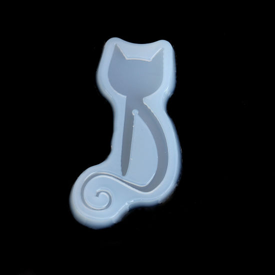Bild von Silikon Gießform Lesezeichen Weiß Katze 70mm x 40mm, 2 Stück