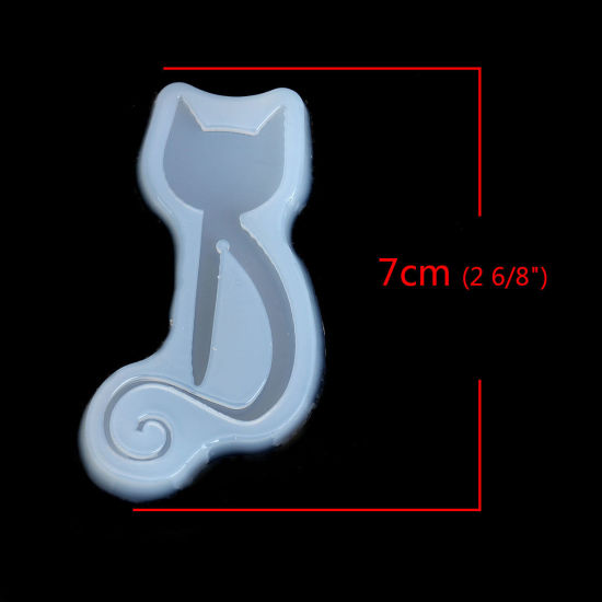 Bild von Silikon Gießform Lesezeichen Weiß Katze 70mm x 40mm, 2 Stück