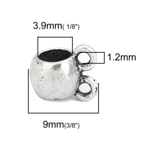 Picture of Zinc Based Alloy Bail Beads Cylinder Antique Silver Color 9mm x 8mm, 50 PCs