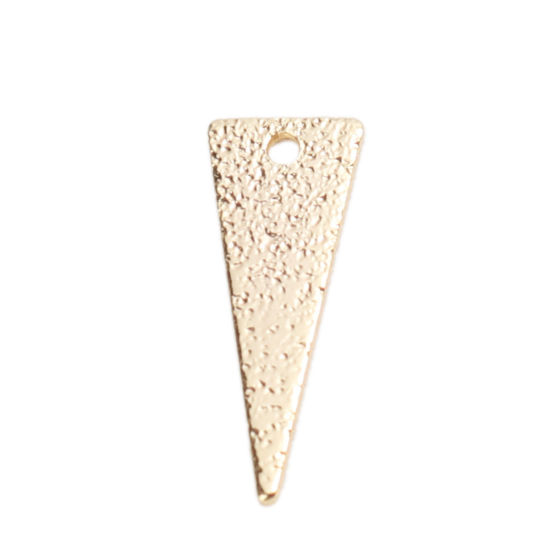 Image de Breloques en Laiton Triangle Plaqué Or Véritable 18K 13mm x 5mm, 5 Pcs