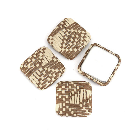 Image de Cabochons d'Embellissement en Alliage de Zinc Carré Brun 25mm x 25mm, 4 Pcs