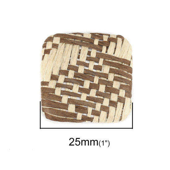 Image de Cabochons d'Embellissement en Alliage de Zinc Carré Brun 25mm x 25mm, 4 Pcs