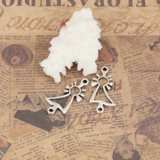 Picture of Zinc Based Alloy Connectors Sunny Doll Antique Silver Color Hollow 27mm x 13mm, 60 PCs