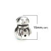 Picture of Zinc Based Alloy Beads Christmas Antique Silver Color Christmas Snowman (Can Hold ss5 Pointed Back Rhinestone) About 15mm x 10mm, Hole: Approx 4.7mm, 10 PCs