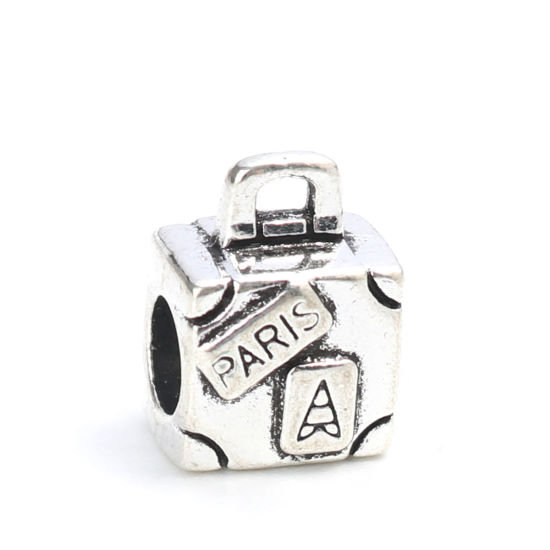 Picture of Zinc Based Alloy Bail Beads Rectangle Antique Silver Color 11mm x 9mm, 20 PCs