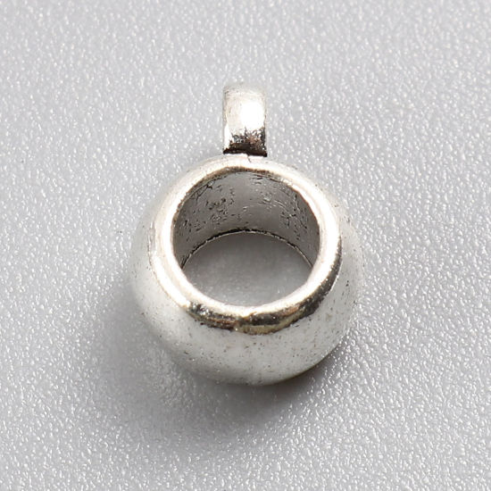 Image de Perle Bélière en Alliage de Zinc Colonne Argenté 9mm x 4mm, 100 Pcs