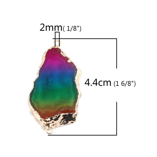 Image de (Classement A) Connecteurs en Agate ( Naturel ) Irrégulier Doré Multicolore 44mm x 23mm, 1 Pièce
