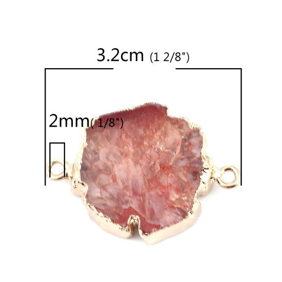 Image de (Classement A) Connecteurs en Agate ( Naturel ) Irrégulier Doré Brun 32mm x 23mm, 1 Pièce