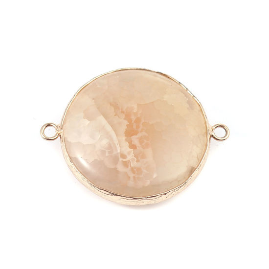 Image de (Classement A) Connecteurs en Agate ( Naturel ) Rond Doré Jaune 3.9cm x 3.1cm, 1 Pièce