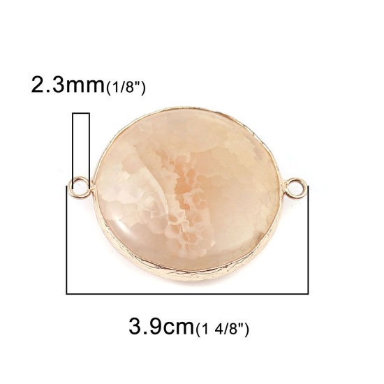 Image de (Classement A) Connecteurs en Agate ( Naturel ) Rond Doré Jaune 3.9cm x 3.1cm, 1 Pièce