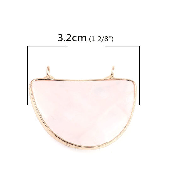 (グレードA) クリスタル ( 天然 ) ペンダント 薄ピンク ハーフラウンド 3.2cm x 2.6cm、 1 個 の画像