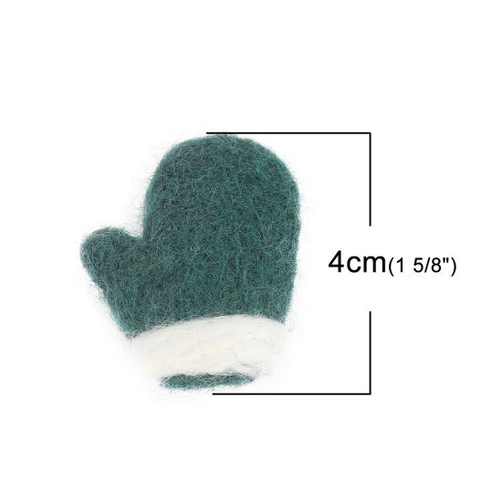 羊毛 クリスマス DIY クラフト 深緑色 グローブ 4cm x 3.2cm、 2 個 の画像