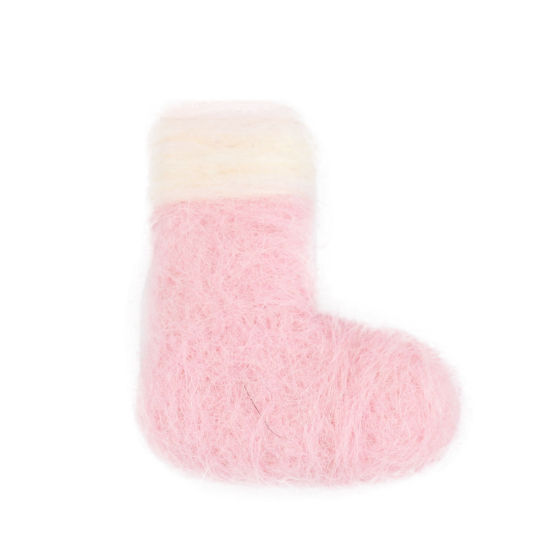 Image de DIY Artisanat en Laine Noël Rose Chaussettes 4cm x 3.3cm, 2 Pcs