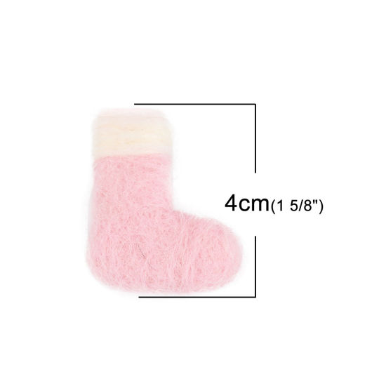 Image de DIY Artisanat en Laine Noël Rose Chaussettes 4cm x 3.3cm, 2 Pcs