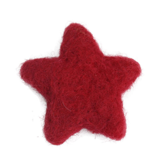 Image de DIY Artisanat en Laine Rouge Foncé Etoile 4cm x 3.7cm, 2 Pcs