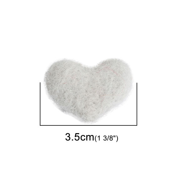 羊毛 DIY クラフト グレー ハート 3.5cm x 2.7cm、 2 個 の画像