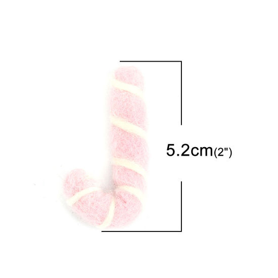 Image de DIY Artisanat en Laine Rose Canne de Noël 5.2cm x 2.7cm, 2 Pcs