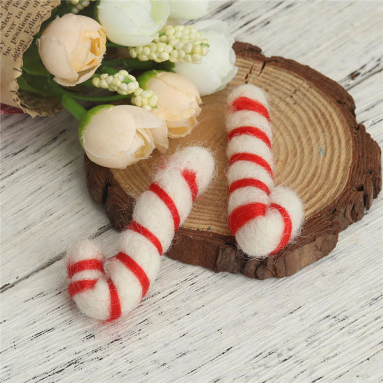 Image de DIY Artisanat en Laine Rose Canne de Noël 5.2cm x 2.7cm, 2 Pcs