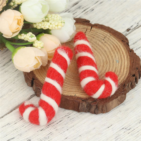 Image de DIY Artisanat en Laine Rose Canne de Noël 5.2cm x 2.7cm, 2 Pcs