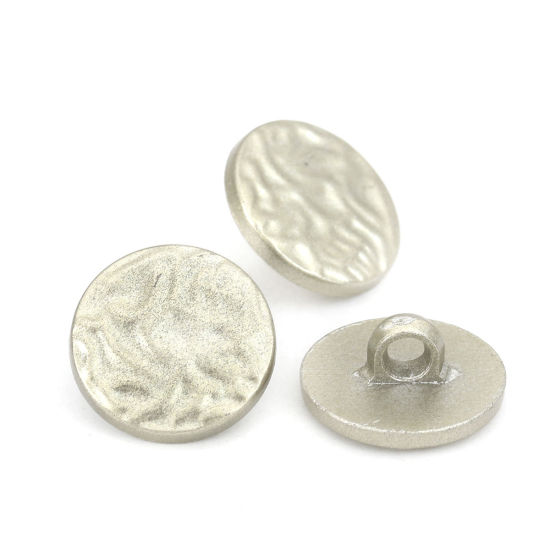 Image de Bouton de Haute Couture en ABS Rond Or Clair 18mm Dia, 50 Pcs