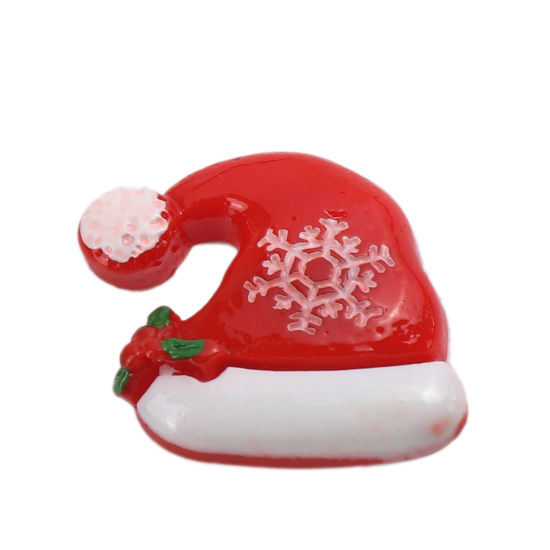 Immagine di Resina Dome Seals Cabochon Cappelli di Natale Multicolore Fiocco di Neve 29mm x 22mm, 10 Pz