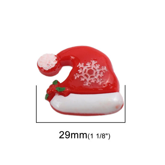 Immagine di Resina Dome Seals Cabochon Cappelli di Natale Multicolore Fiocco di Neve 29mm x 22mm, 10 Pz