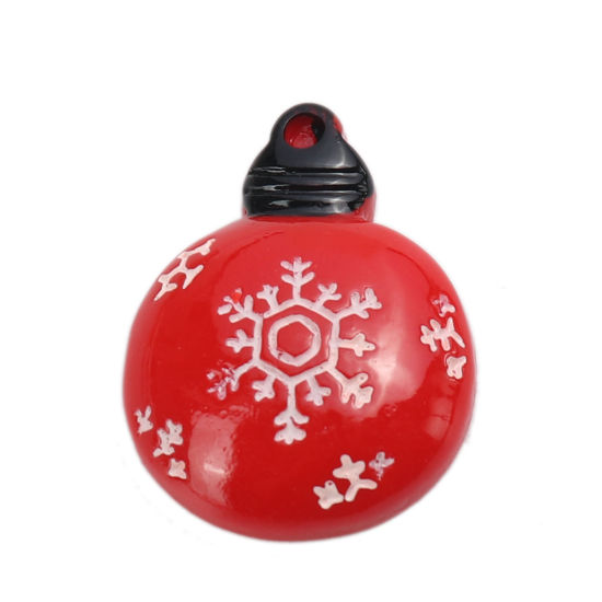 Immagine di Resina Dome Seals Cabochon Bulbo Electronico Multicolore Fiocco di Neve 29mm x 22mm, 10 Pz