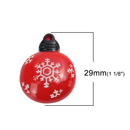 Immagine di Resina Dome Seals Cabochon Bulbo Electronico Multicolore Fiocco di Neve 29mm x 22mm, 10 Pz