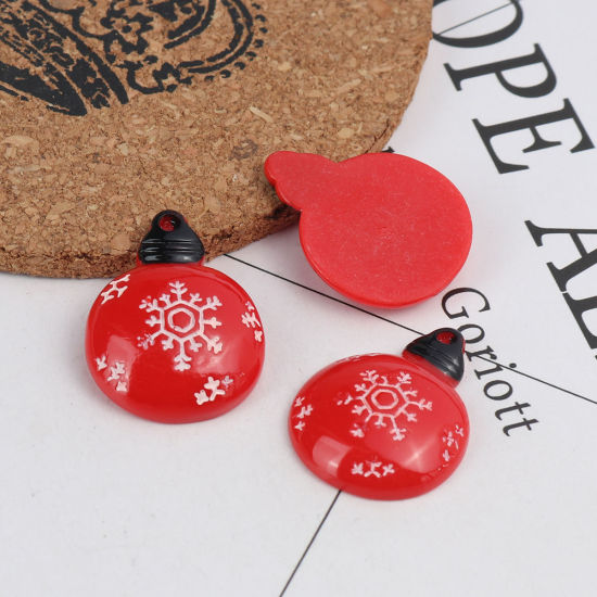 Immagine di Resina Dome Seals Cabochon Bulbo Electronico Multicolore Fiocco di Neve 29mm x 22mm, 10 Pz
