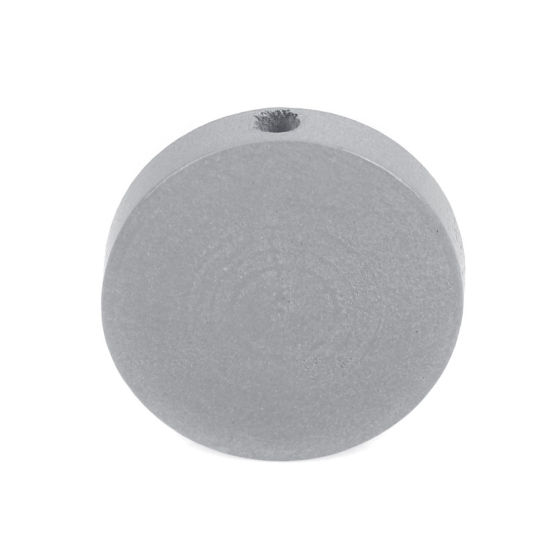 Image de Perles en Bois Naturel Plat-Rond Gris Clair 19mm Dia, Trou: env. 2.1mm, 50 Pcs