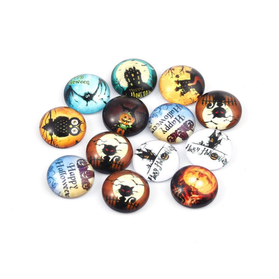 Immagine di Vetro Cupola Dome Seals Cabochon Tondo Flatback A Random 12mm Dia, 20 Pz