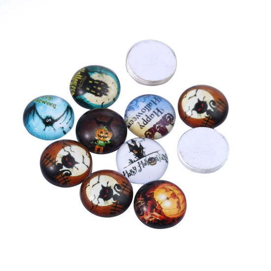Immagine di Vetro Cupola Dome Seals Cabochon Tondo Flatback A Random 12mm Dia, 20 Pz